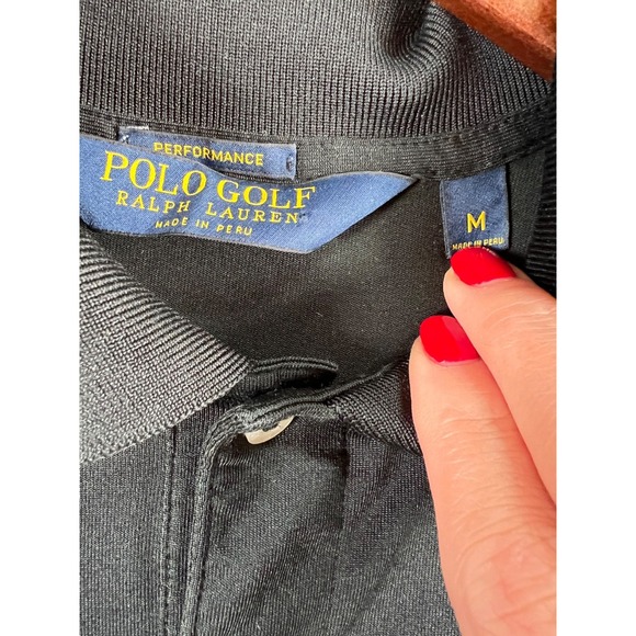 Ralph Lauren Golf Polo Shirt Mens Medium Black Performance Pony Logo Stretch - Picture 8 of 11